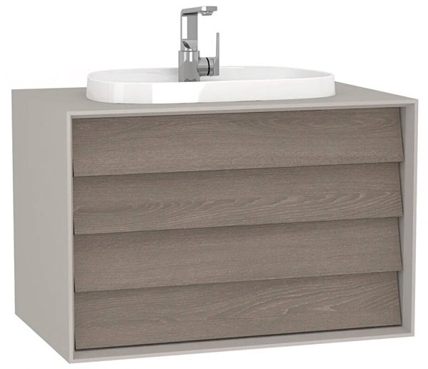 Vitra Frame 62297 Lavabo Dolabı 80 Cm,Çift Çekmeceli,Tezgahüstü Lavabolu,Mat Soft Bej.